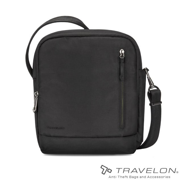 【Travelon】URBAN 防盜城市斜背包.旅遊肩背包.隨身包/防割斷鋼絲肩帶.RFID護照包/TL-43496 黑✿30E010